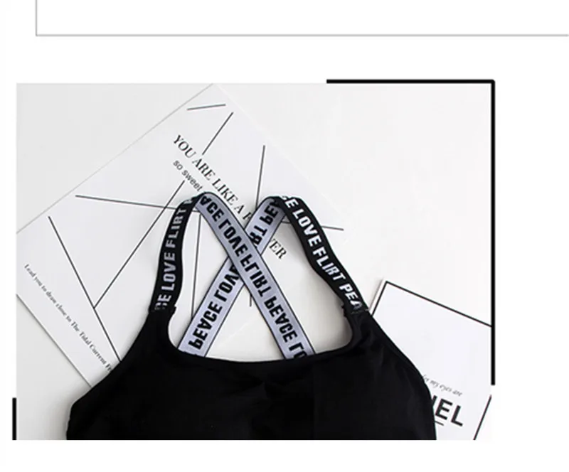 Women Sport Bra  Black White Fitness Top Letters Yoga Bra For Cup A-D Running Yoga Gym Fitness Crop Top Women Push Up Sports Bra3