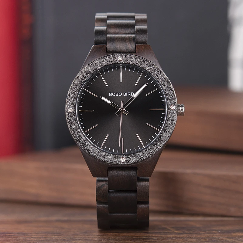 BOBO BIRD Stylish Wood Timepiece Men Quartz Watch Golden Dial mannenmode