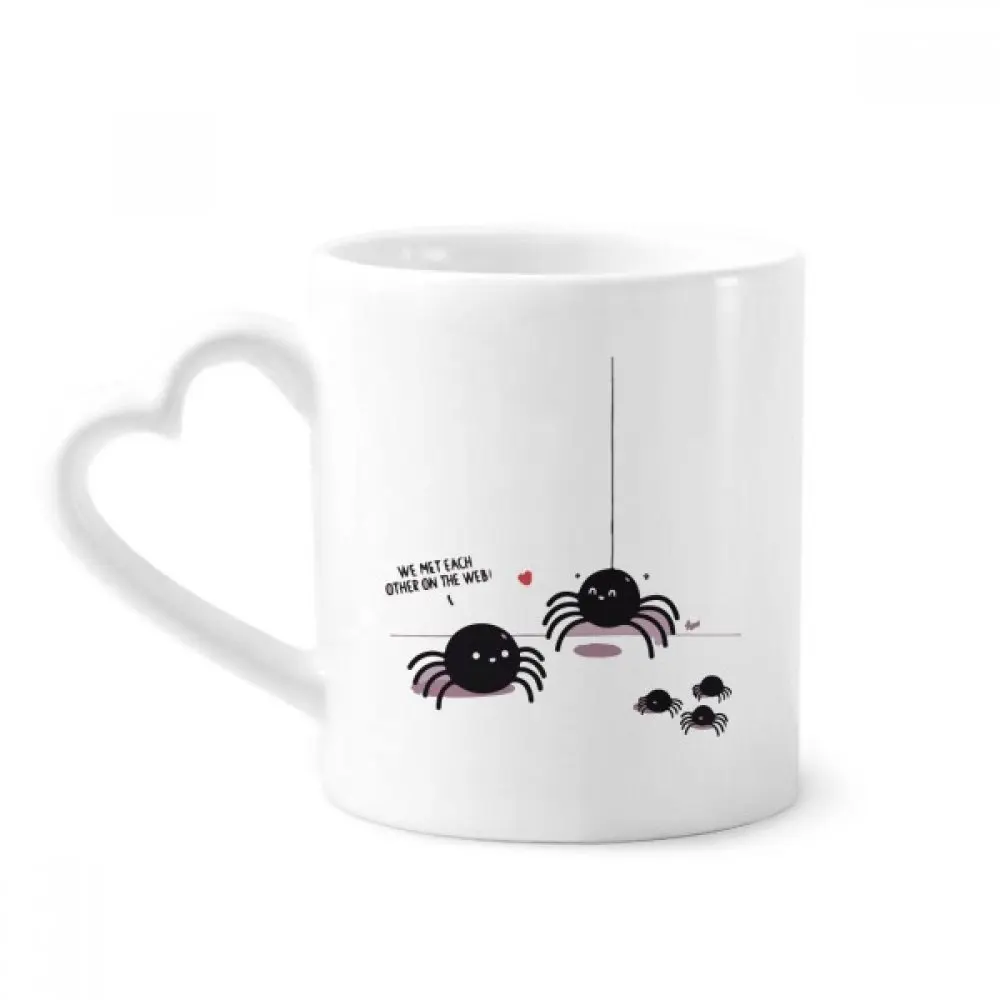 

Spider Pattern Insect Cobweb Illustration Coffee Mugs Pottery Ceramic Cup With Heart Handle 12oz Gift