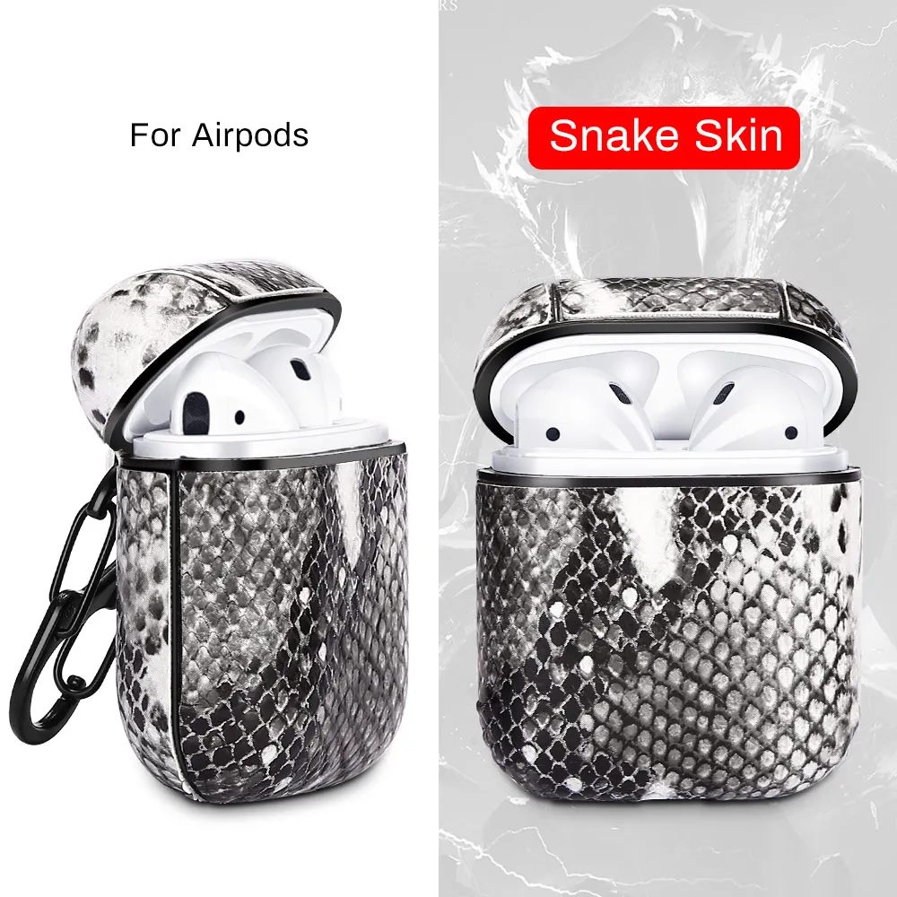 Классический змея кожаный наушник чехол для Apple AirPods протектор Анти потерянный Air