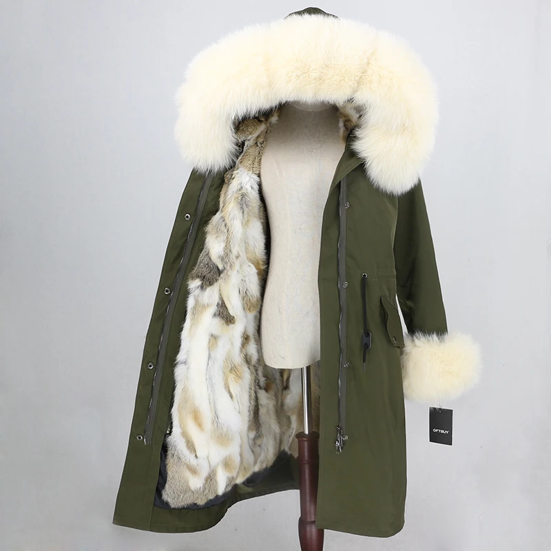 OFTBUY X-long Parka водонепроницаемое пальто натуральный мех зимняя куртка женская натуральный Лисий мех воротник капюшон манжеты подкладка из натурального кроличьего меха Повседневная