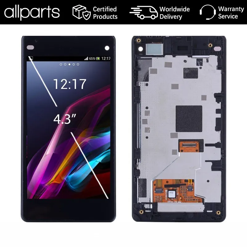 

4.3 inch Display for SONY Xperia Z1 Compact LCD Touch Screen Digiziter With Frame Z1 mini D5503 M51w Z1mini Replacement