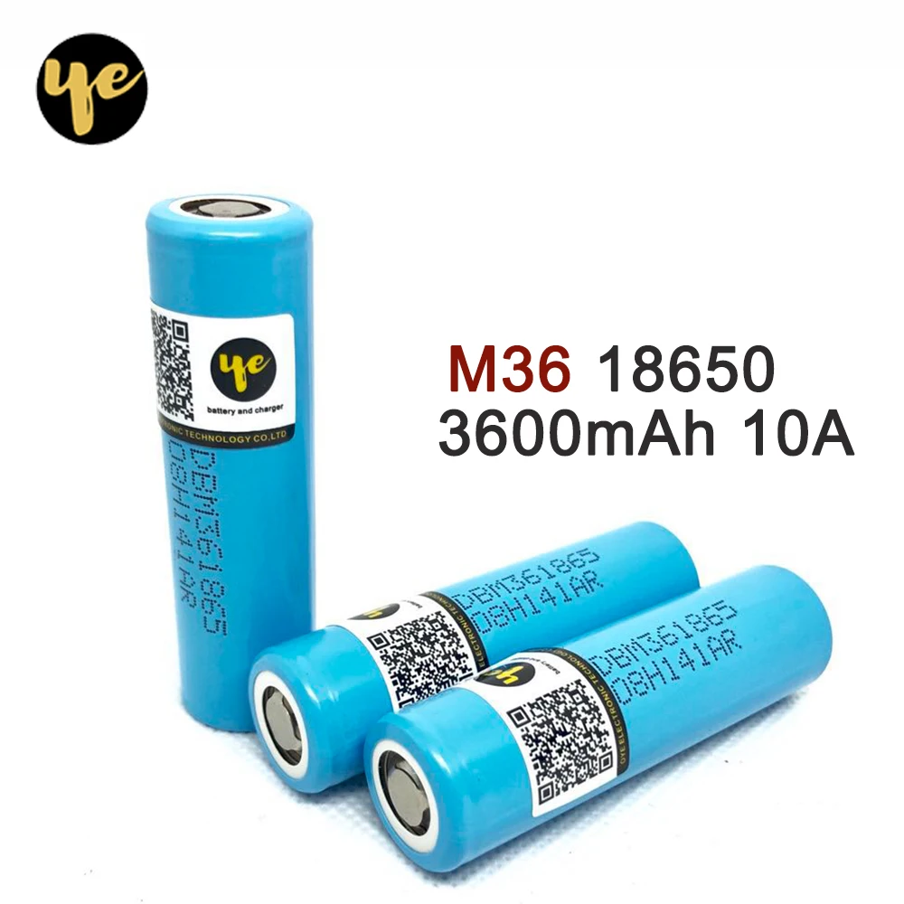 

new original rechargeable li-ion 18650 battery 3600mAh 10A M36 18650 battery 10A discharge li-ion battery cell 3600mah 18650M26