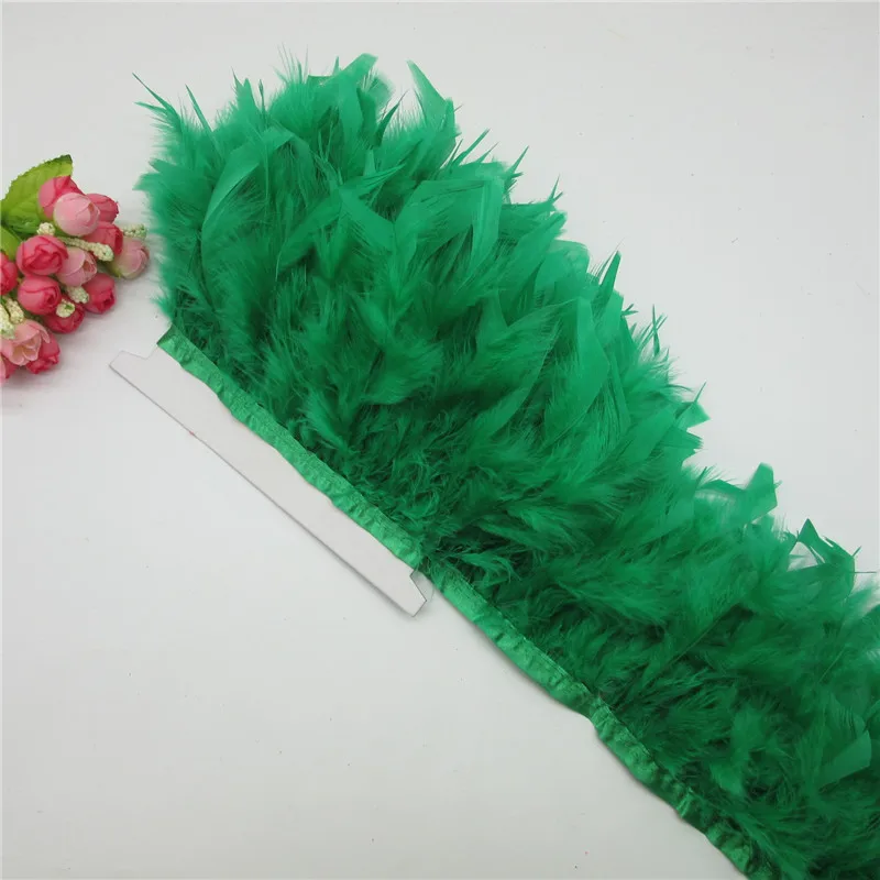 2 метра коралловый пушистый индейка перо s Лента бахрома 6-8 дюймов Турция отделка из перьев танцовщицы карнавальные костюмы Diy Одежда - Цвет: Green