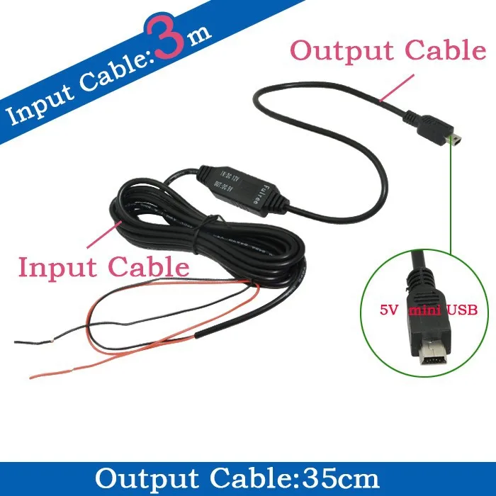 1 м 3 м Мини/микро USB DC 12 В до 5 В конвертер автомобильное зарядное устройство кабель жесткий провод шнур Комплект для Dash Cam DVR вождения рекордер камеры