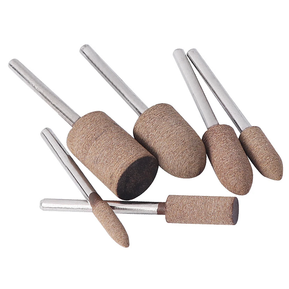 

6pcs Cowhide Rod Mounted Grinding Wheel Polishing Head Set For Rotary Electric Grinder Tool Cowhide Leather Grinding Head