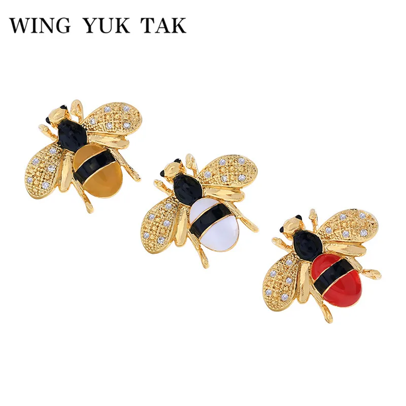 wing yuk tak Colorful Enamel Bee Brooch for Women Trendy Copper Insect