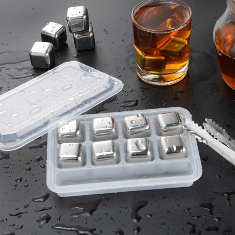 Stainless Steel Ice Cubes Wine Coolers Reusable Chilling Metal ice for Coffee Drink Whiskey Keep Drink Cold Longer Bar wine set
