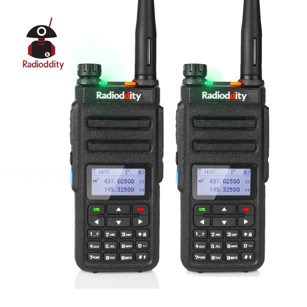 

2pcs Radioddity GD-77 Dual Band Dual Time Slot DMR Digital Analog Two Way Radio 136-174 400-470MHz Ham Walkie Talkie with Cable