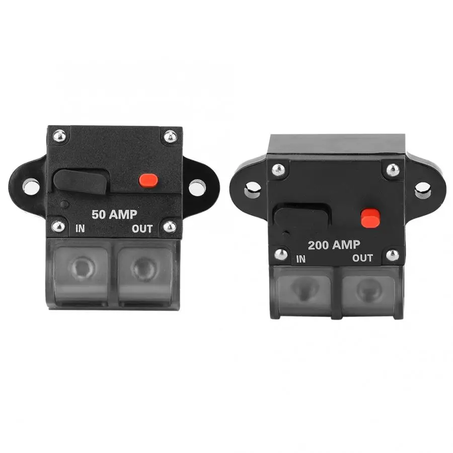 Black shell Gray cover 12-42 VDC 50A/200A Heavy Duty Car Auto-reset Inline Circuit Breaker Self-recovery Fuse For Cars | Автомобили и