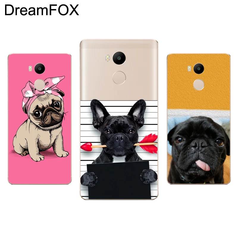 DREAMFOX M281 Мягкий силиконовый чехол из ТПУ с Мопсом и щенком французского бульдога