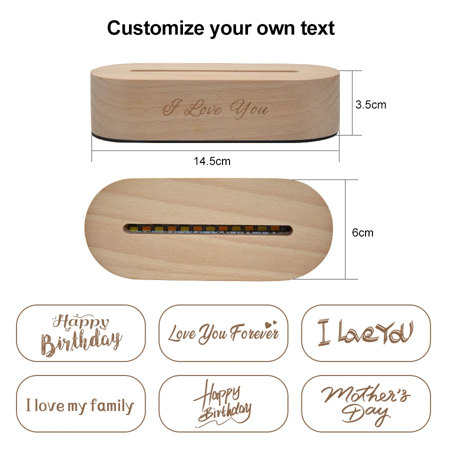  Dropshipping Customized 3D Night Light 3 Colors USB Photo Text Custom DIY Lamps For Baby Christmas  - 4000026375231