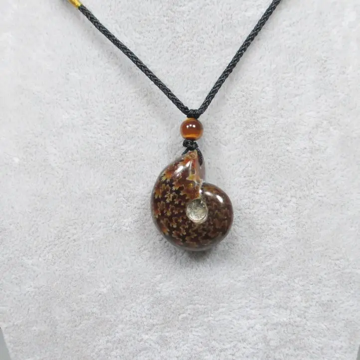 

Natural color spots screw,, chrysanthemum stone, snail, fossil seashells necklace pendant, charm