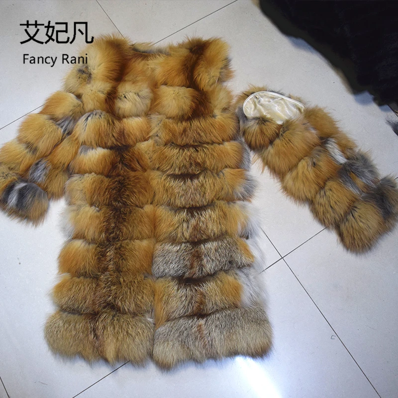 Winter Warm Real Fox Fur Coat Jackets Detachable Sleeve Fashion Luxury