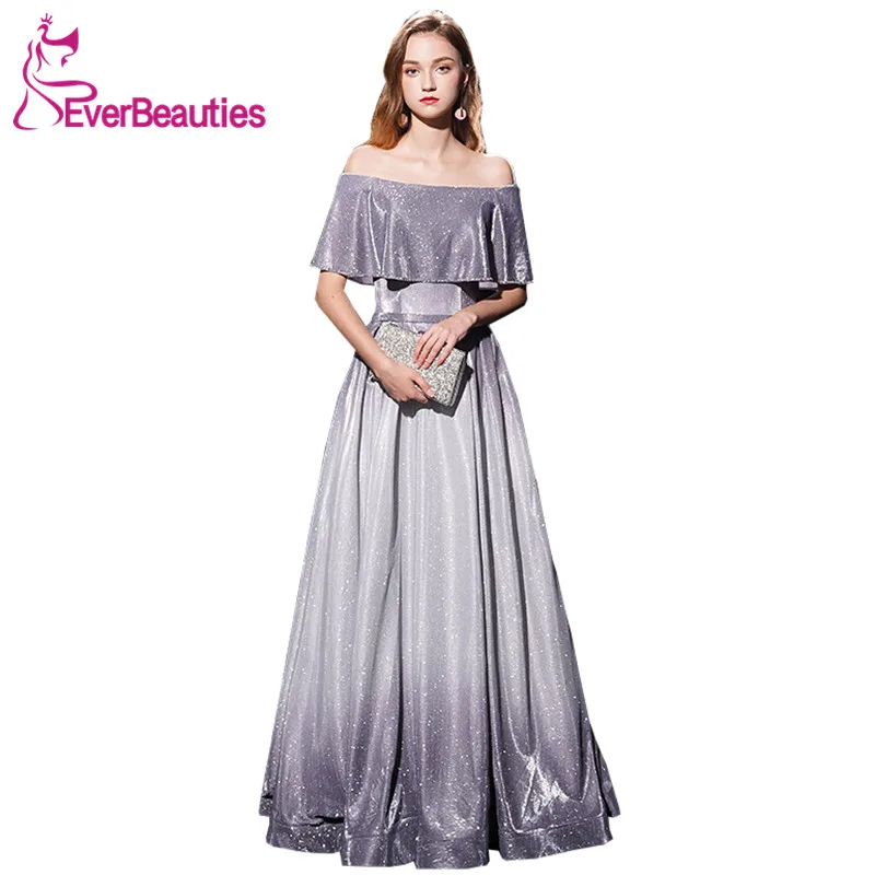 

Abendkleider 2020 Evening Dresses Long Sequins Formal Dress Off the Shoulder Robe De Soiree Evening Gown Abiye Gece Elbisesi