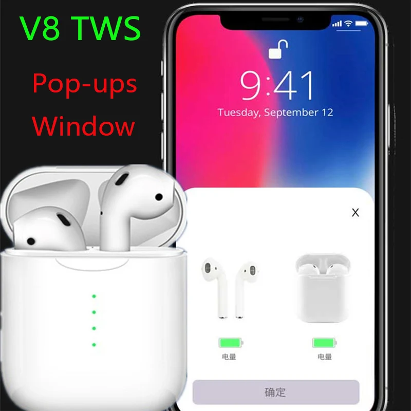 

Pop-ups Window V8 TWS Touch control Bluetooth 5.0 Earphone Earbuds Wireless Earphones for all Smartphones PK W1 i10 i11 i12 i14