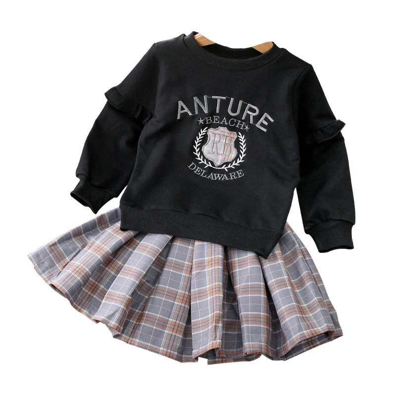

Girls into new han edition long-sleeved jacket suits in the autumn of 2019 + plaid skirt CK136 two-piece suit