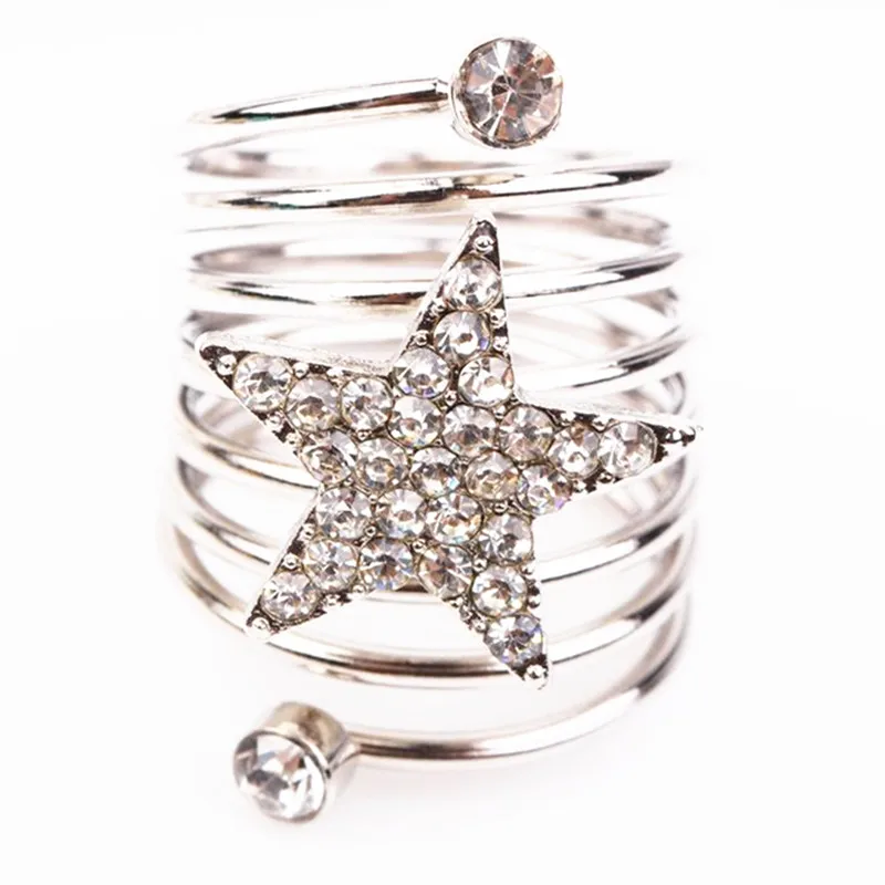 

Women's Fashion Personality Pentagram Star Spring Ring 4RD42