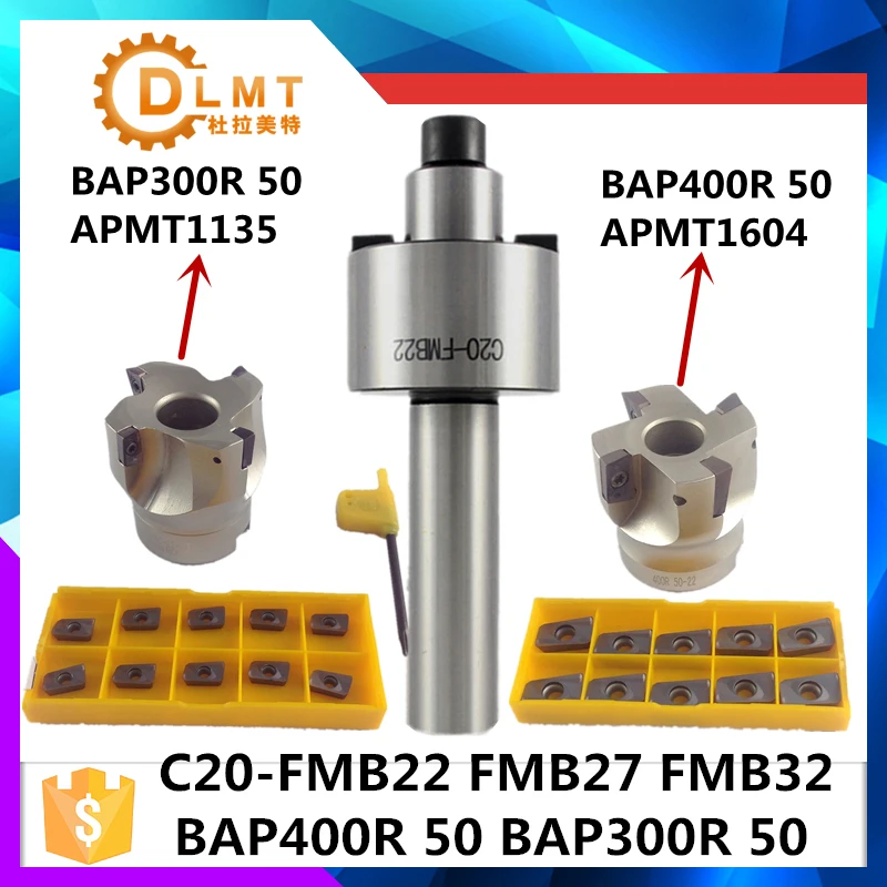 

C20 FMB22 Face Mill Cutter BAP300R BAP400R 50 22 With 10Pcs APMT1604 Carbide Insert suitable for Aluminum