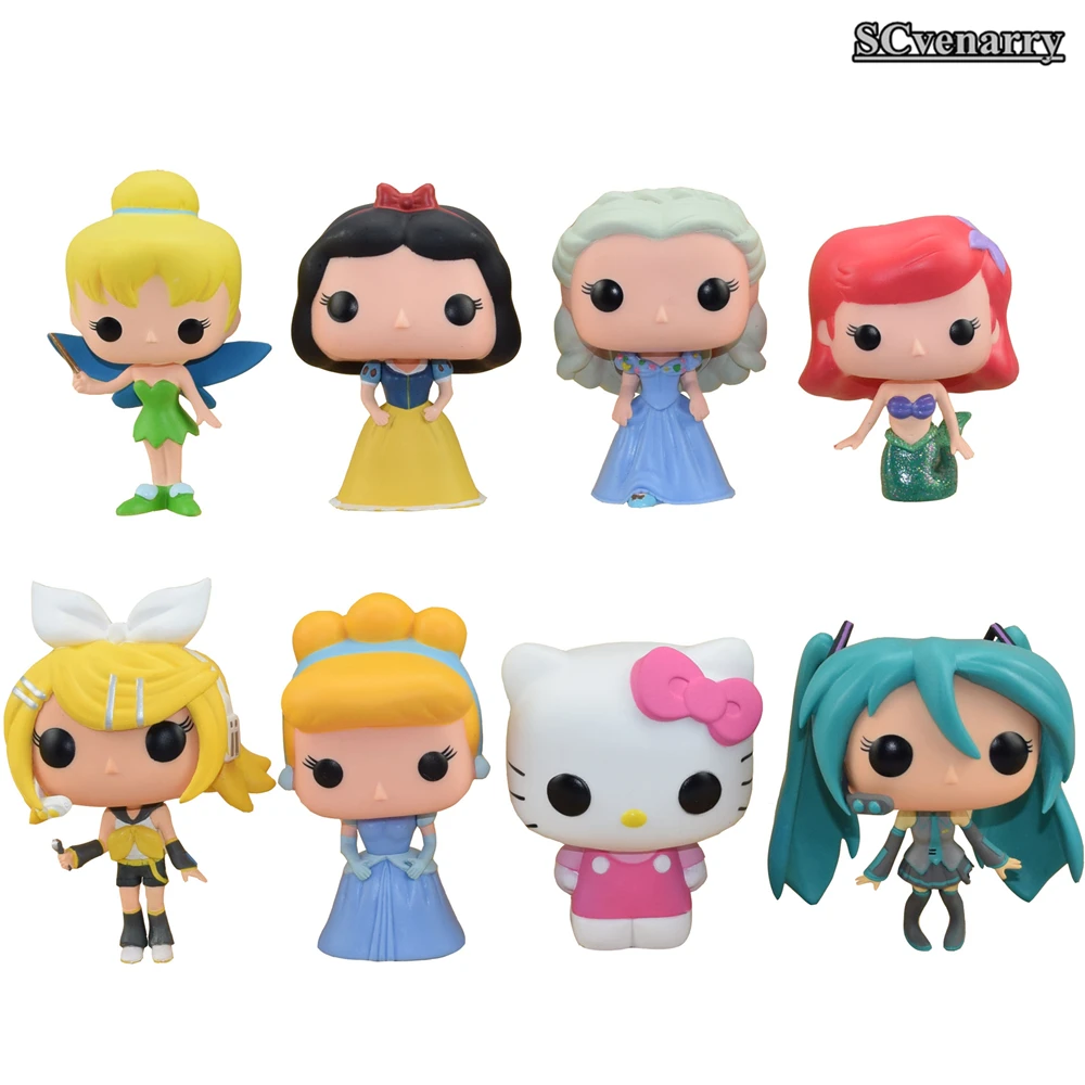 

8 style Anna Elsa Princess Cinderella Hatsune Miku Tinker Bell Fairy Ariel Snow White Hello Kitty Action Figure Toy Doll