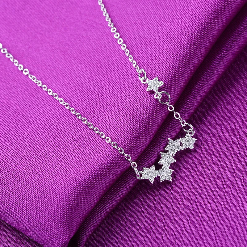 925 пробы Серебряное ожерелье чокер с подвеской и кристаллами в форме звезды для девочек и женщин, массивное ювелирное изделие, подарки dz765