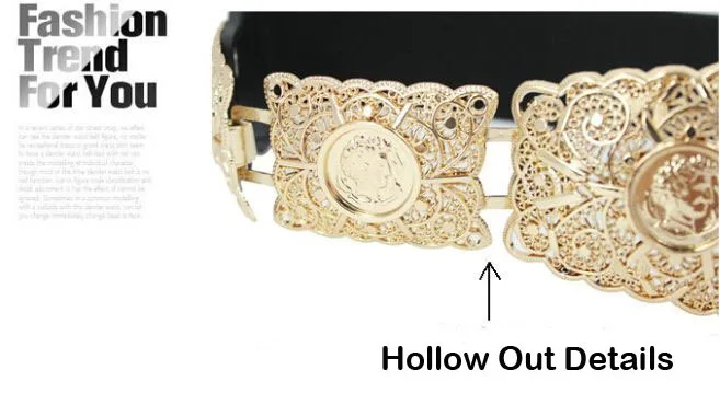 10 шт./лот) женщины золото металл пояса выдалбливают деталь дамская роскошные себе пояс для платья марка дизайн