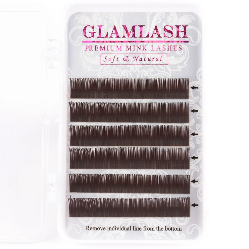 GLAMLASH CD Curl Натуральные Цветные накладные ресницы человека Расширение норки красный коричневый темно коричневый фиолетовый синий зеленый