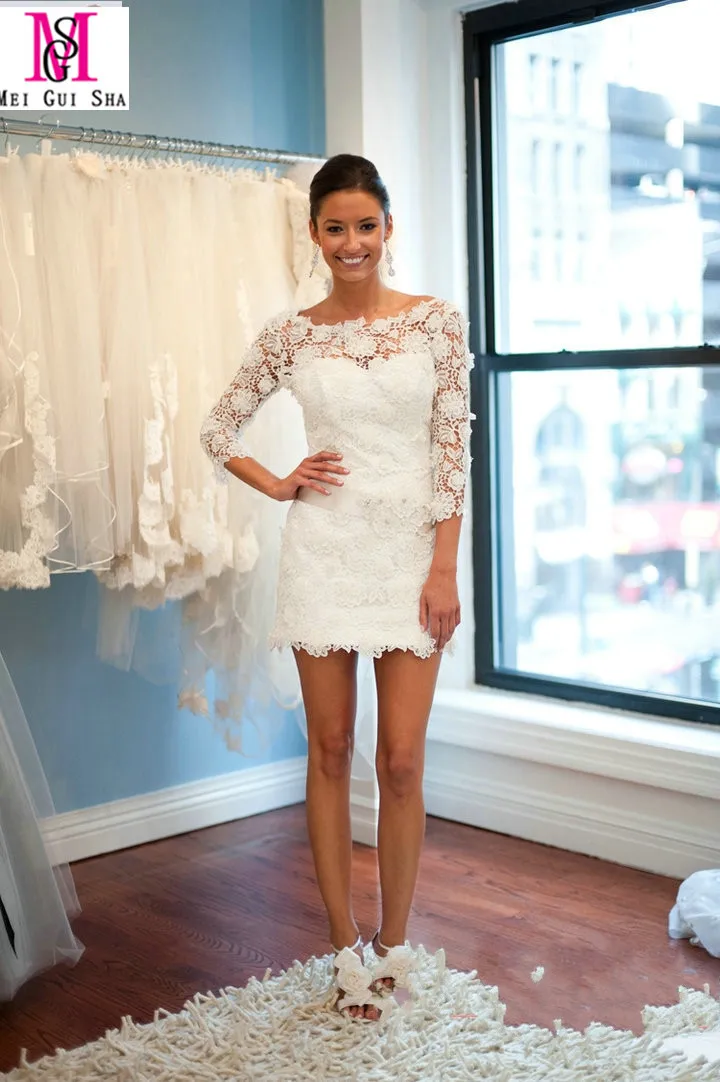 Unique New Short Wedding Dresses 2016 White ivory Scoop V Backless Sexy