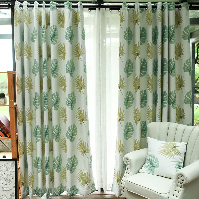 Moderno Monstera hojas planta verde para la sala oscurecimiento cocina decoración tela Cortina ventana solo Panel