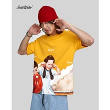 Футболка из хлопка для улицы SODAWATER, желтая футболка с рисунком воздушного шара, футболка в стиле Харадзюку, футболка свободного размера