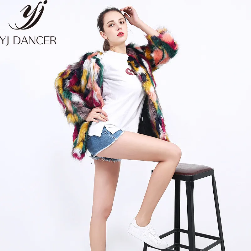 À Manches As 2018 Femmes Femme Coloré En Fourrure De Longues Faux Casual Multicolore Shown Col D'hiver Élégantes Sans Manteau Css306 Manteaux wwPvr