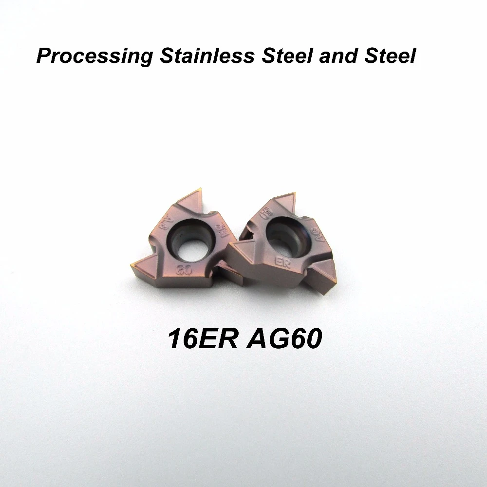 DLtools 10pcs CNC Carbide Threading Insert 16ER AG60 Lathe Holder for Steel-Preferable Level