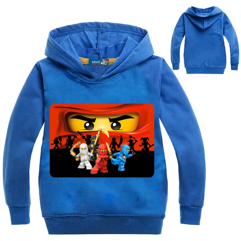 Свитер для маленьких мальчиков от 3 до 14 лет Детские толстовки с капюшоном, рубашка Ниндзяго свитер с длинными рукавами с супергероями Jongens Kleding - Цвет: Синий