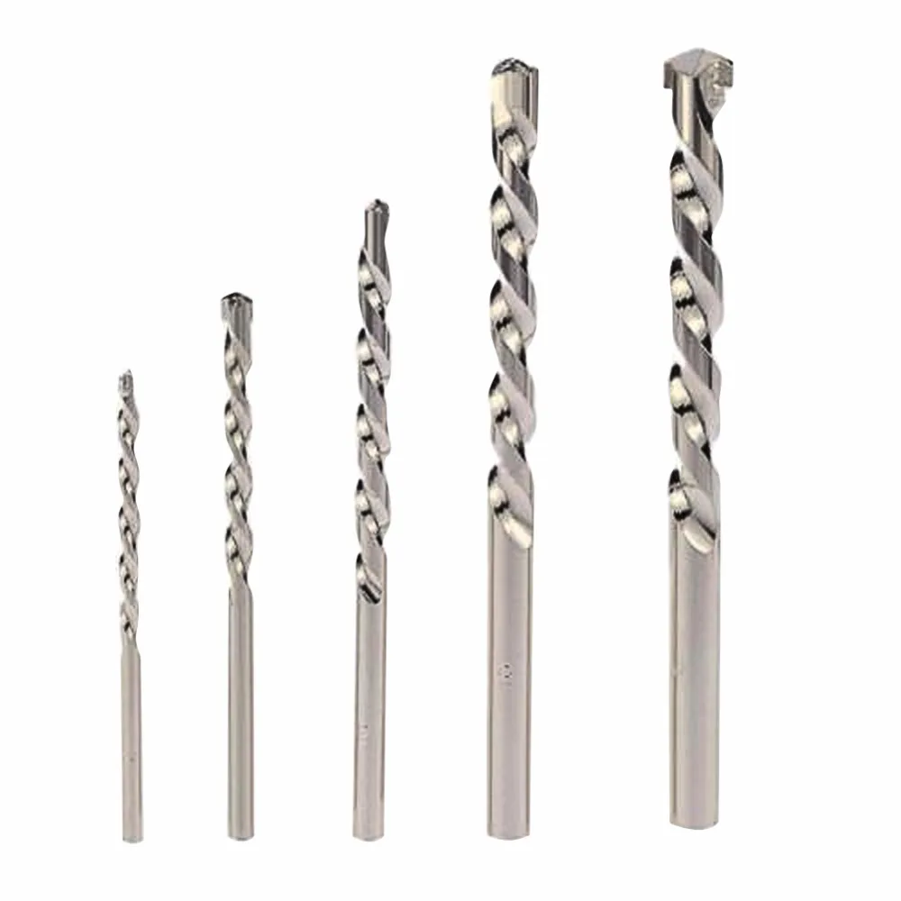 5pcs Wood Drill Nickel Plating Round Shank Woodworking Wall Cement Alloy Impact Drill Bit Tool Set 4mm/5mm/6mm/8mm/10mm