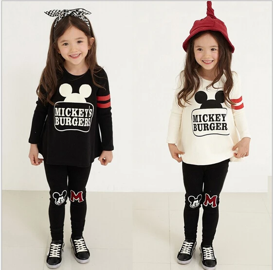 

2018 Baby Clothes for Little Girl CLothing Sets Girls Minnie Clothing Long Sleeve T shirt + Pants 2PCS Kids Clothes Girls 2-7Y