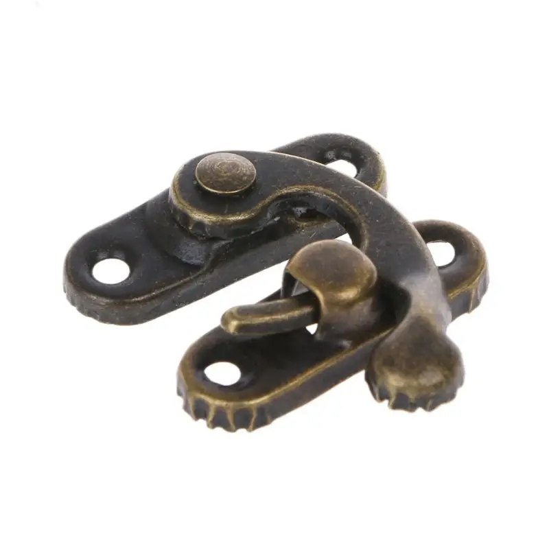 Small Antique Metal Lock Decorative Hasps Hook Gift Wooden Jewelry Box Padlock With Screws For Furniture Hardware