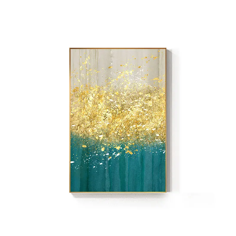 Абстрактное яркое золотое дерево капля зеленый плакат живопись современный холст искусство печать настенные картины для гостиной таблоо салон - Цвет: Green gold foil tree