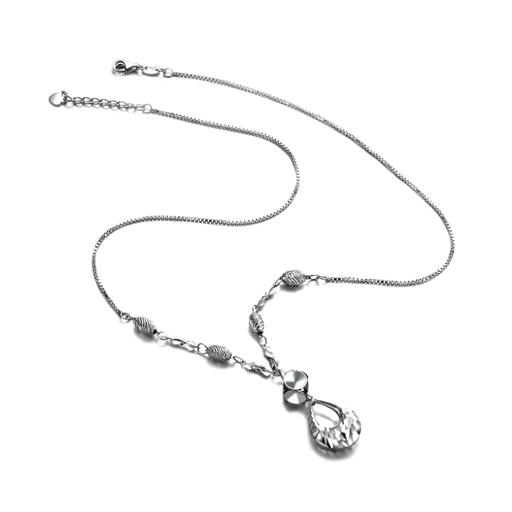 

VOJEFEN 925 Sterling Silver Teardrop Pendant Necklace - Waterdrop Silver Necklace Jewelry for Women
