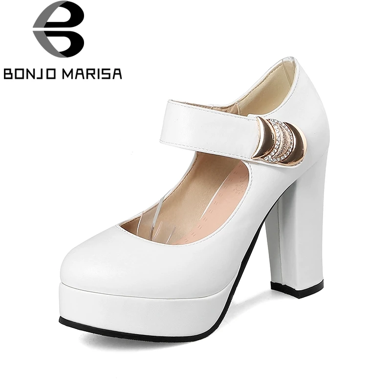 

BONJOMARISA 2018 Dropship Large Size 32-43 Platform Spring Summer Shoes Woman Wedding Pumps Fashion High Heels Women Shoes