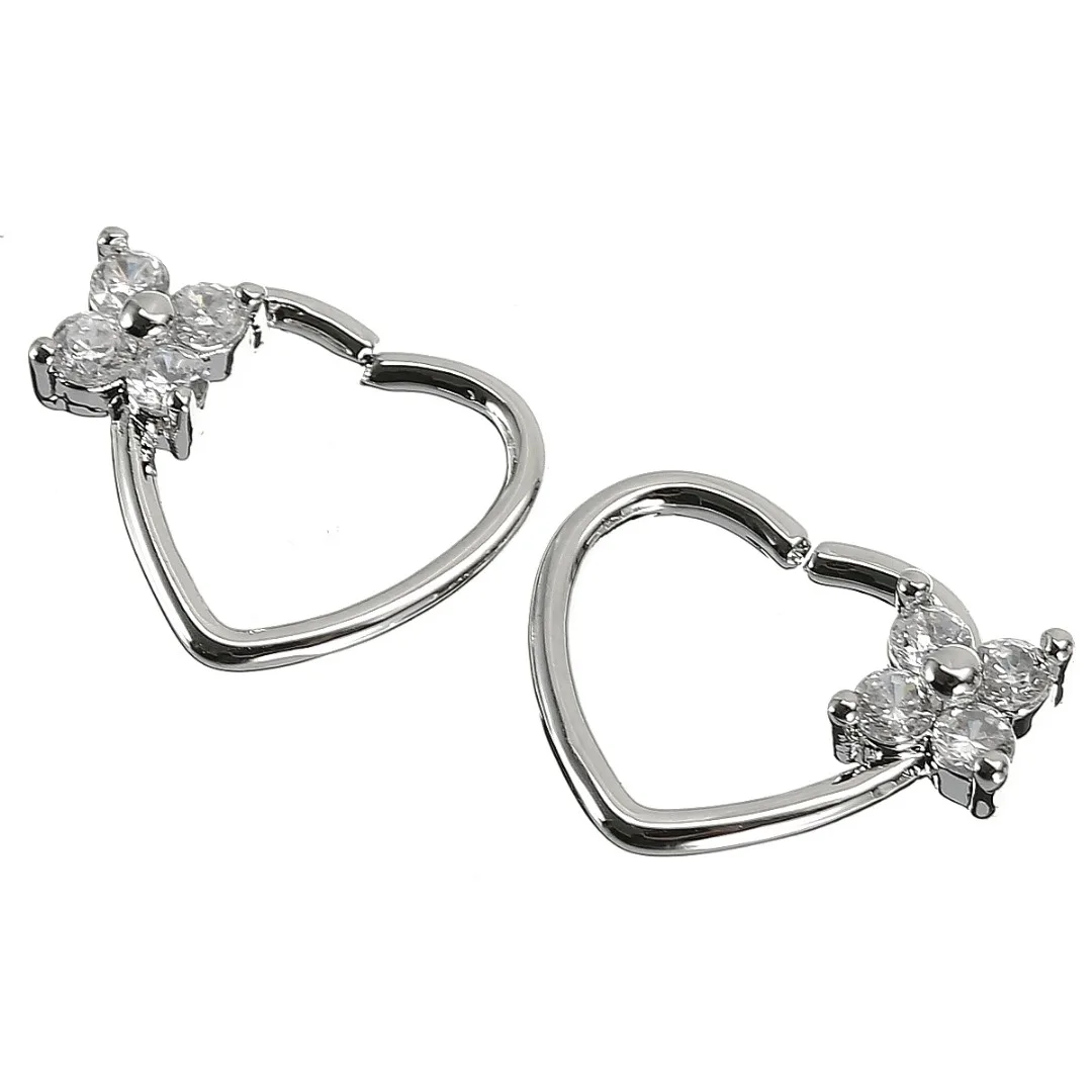 Sexy Zircon Crystal Nose Ear Rings Helix Tragus Piercings Cartilage Earring Love Heart Hoop Earring Body Jewelry Shellhard 2pcs