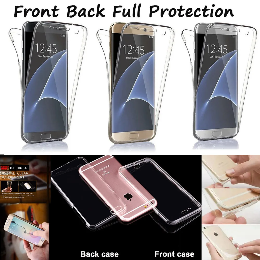 

360 Degree Case For Samsung Galaxy S8 S8Plus S7 S7Edge A720 Front Back Combo Protective Soft TPU Clear Transparent Smart Touch