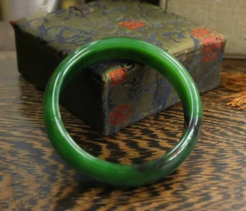 

Chinese Xinjiang 100% Hetian Green Jade Hand-carved Bracelet Bangle Natural Jasper Bracelet 56mm--62mm