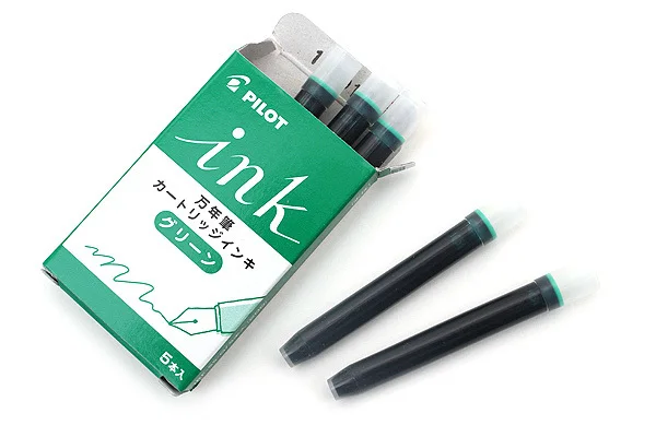 Студенческая Роскошная авторучка, авторучка, чернила, Япония, пилот, каллиграфия, ручка, Эрго, ручка, очень тонкая, NibClear/черный корпус, FP-50R - Цвет: Green balck ink 5Pcs
