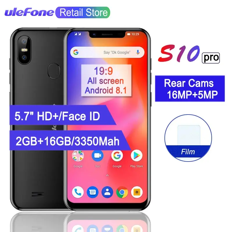 Мобильный телефон Ulefone S10 Pro Android 8 1 5 7 дюймов 19:9 все экран MT6739 четыре ядра 2 Гб + 16 ГБ