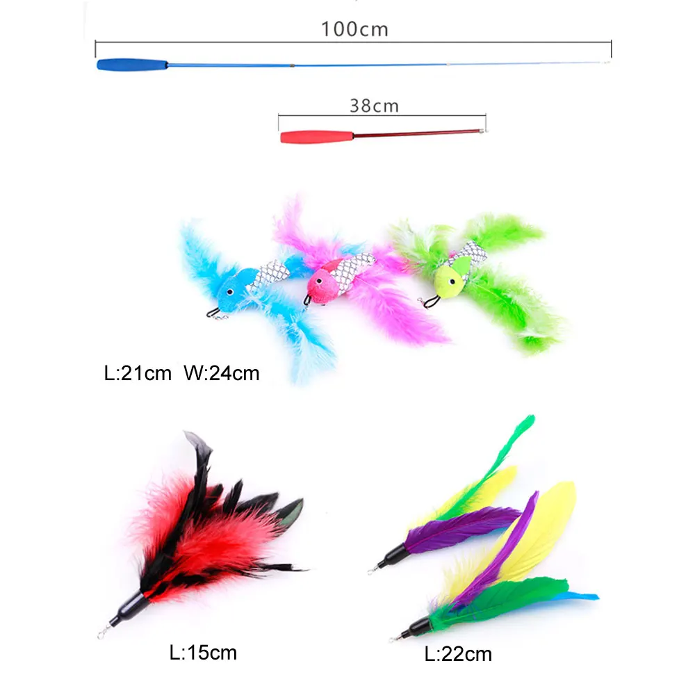 1 шт. Дразнилка для кошки ловушка Выдвижная Удочка палочка Удочка перо игрушка, отлично подходит для котенка собаки упражнения