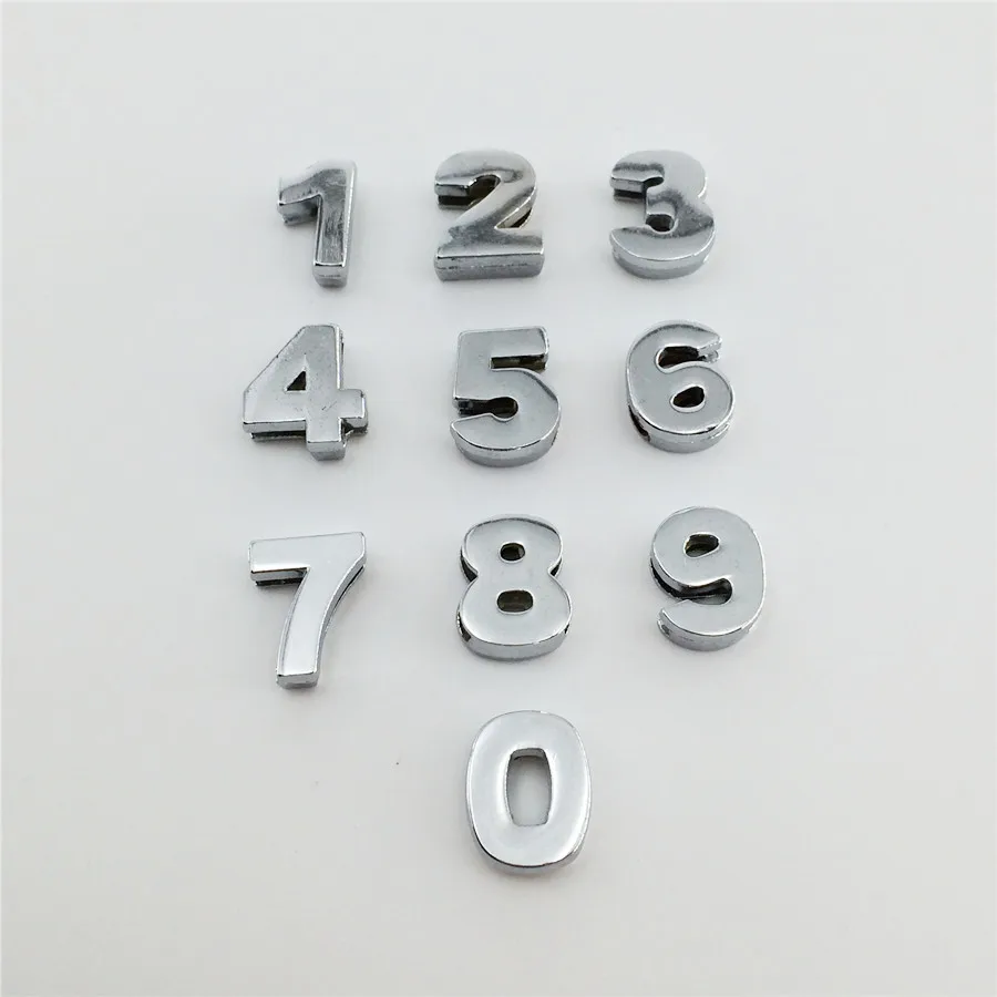 

50PCS/Lot 10MM Slide Numbers "0-9" 10MM DIY Slide Numbers Fit DIY Wristband Bracelet Wholesale SN05