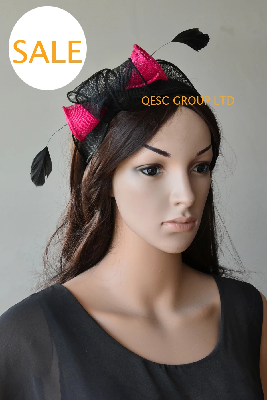 Buy NEW SALE! HOT PINK BLACK small Sinamay Fascinator