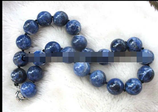 

FREE SHIPPING>>>@@ 11.25 BIgger! blue sodalite agate round 18mm necklace 18" nature blue color beads Discount 35%
