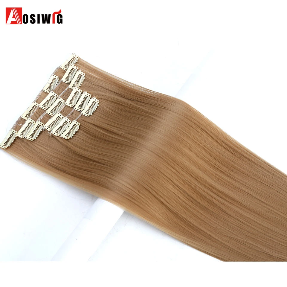 AOSIWIG 6 шт./компл. 2" парик, заколки, заколки для волос, трессы, заколки, 140G Прямые 16 клипов в искусственных для укладки волос Синтетический клип в наращивание волос термостойкие