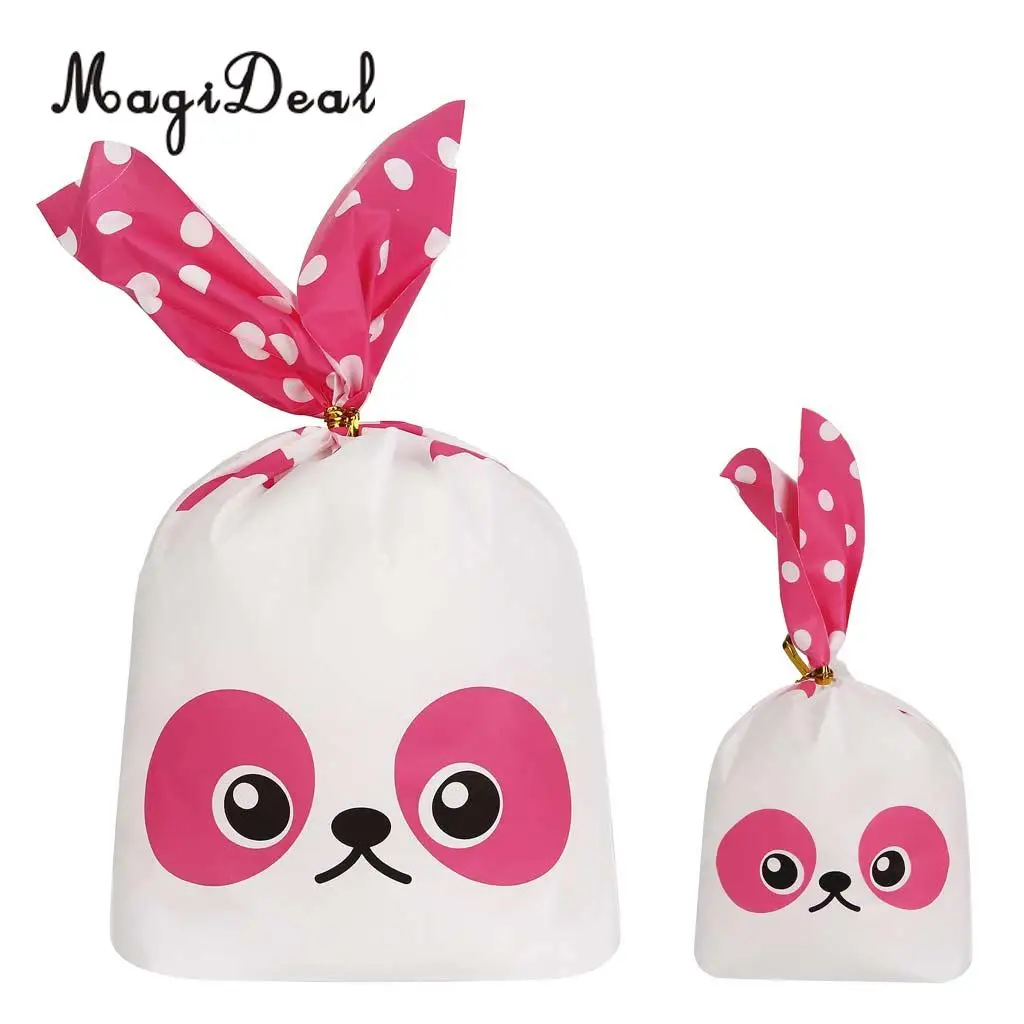MagiDeal 50 шт./лот Kawaii Кролик уши хлебобулочные печенья угощения сумки упаковочный пакет для печенья самоклеющиеся вечерние подарочные сумки - Цвет: Panda L